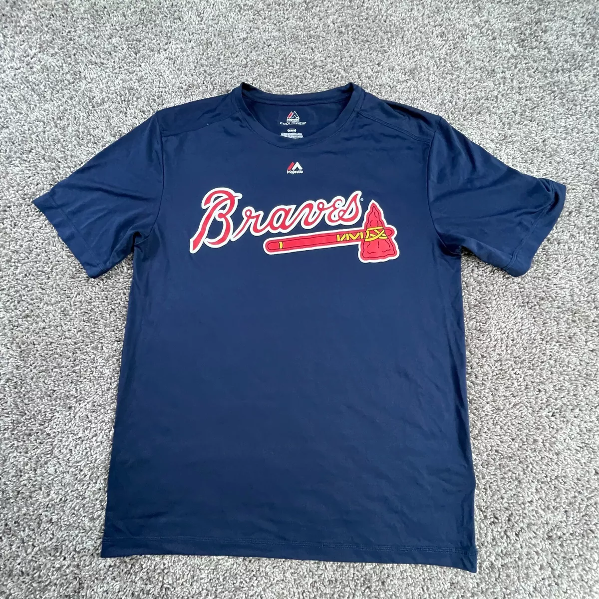 Atlanta Braves Shirt Adult Medium Blue Red MLB Baseball Majestic