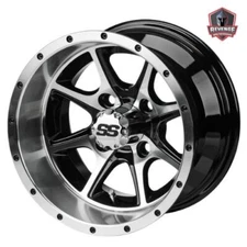 12" Azusa Machined Black Golf Cart Wheels and Tires Combo (20x10-12) Set of 4