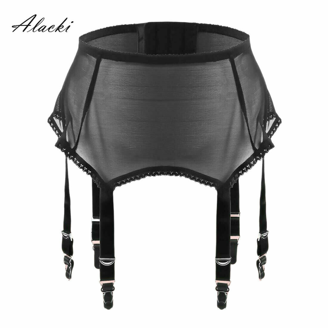 Cinturón liguero de malla transparente Alacki para mujer 6 correas tirantes para medias (S~XXL)