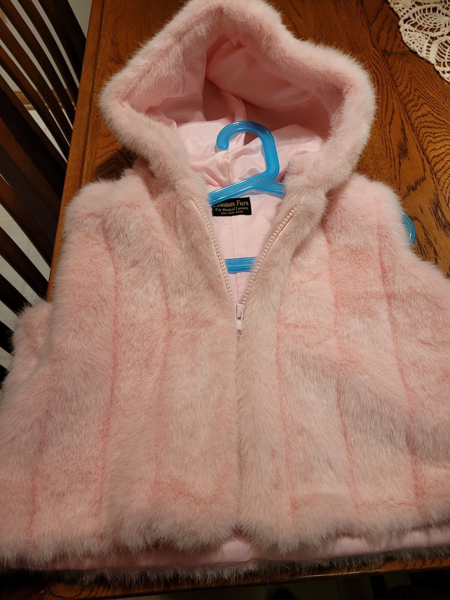 Fabulous Furs Faux Fur Childrens Jacket Pink Little Girl Faux Fur