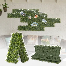 Artificial Boxwood Mat Wall Decor w/Hard Panels Fence Panel Grass Single Side