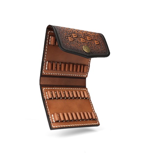 TOURBON Shooting Leather .22LR Shells Belt Pouch Rifle Bullets Holder Ammo Carry - Picture 7 of 24