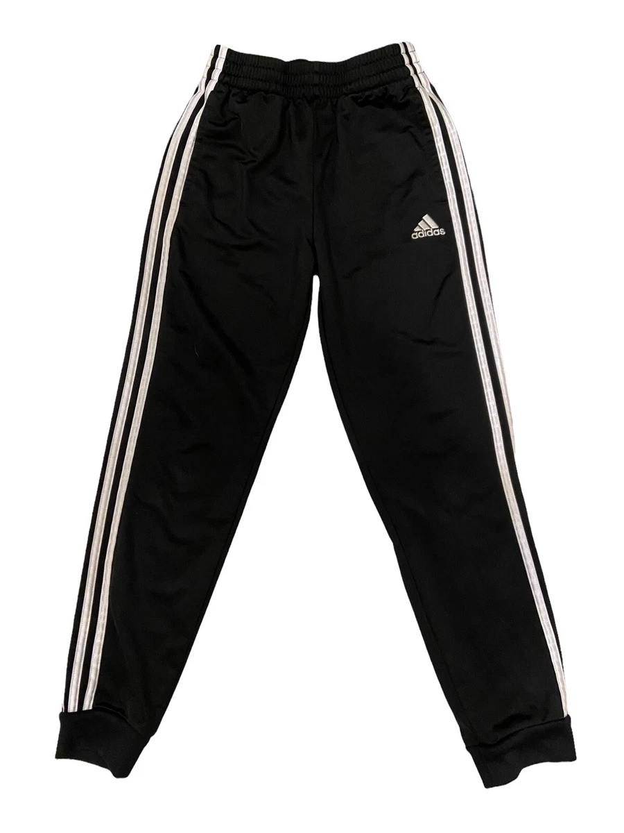 Adidas Athletic Track Pants Slim Skinny Black Boys Size M 10-12 20x25 EUC