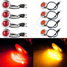 8X3/4" Mount Red/Amber Bullet Clearance Side Marker Light Trailer Light w/Chrome