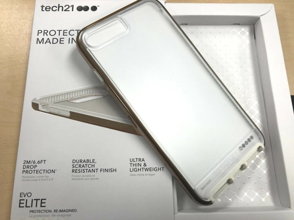 Tech21 EVO ELITE Case for iPhone 7 Plus / 8 Plus in Clear Frost with Gold Trim - Image 2 of 3
