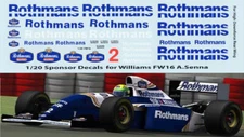 1/20 Decals for Rothmans F1 Fujimi Williams FW16 Ayrton Senna TBD70