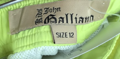 John Galliano kids boys neon yellow swim trunks w/ mesh linning sz 12y - Picture 3 of 4