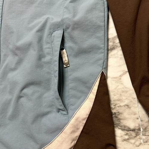 REI Girls Jacket L 12-14 Blue Brown Long Sleeve Full Zip Hood Raincoat Lined - Picture 6 of 15