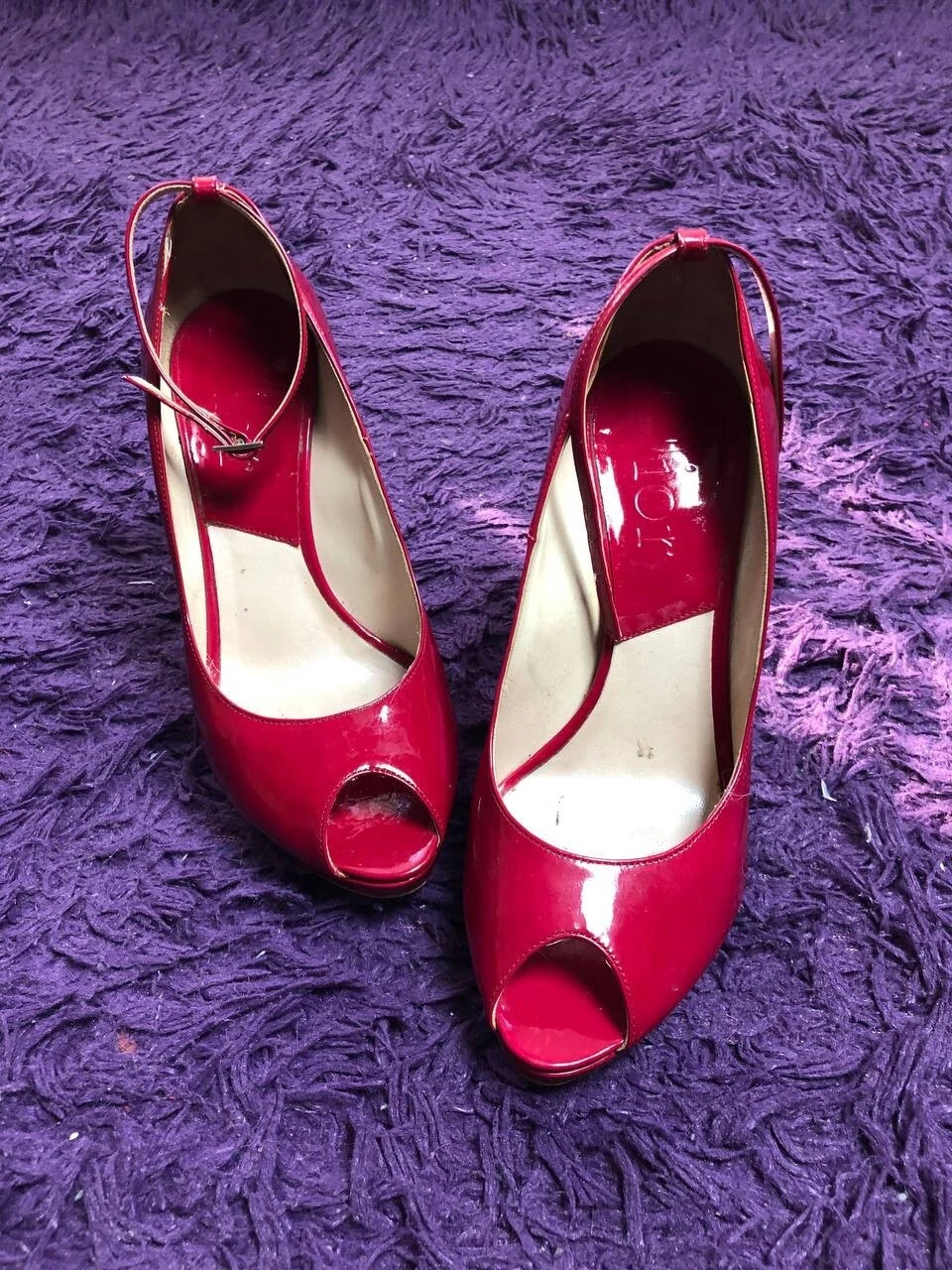 Escarpins Christian Dior bout ouvert talon haut grande taille 37 plateforme rouge chaussures femme