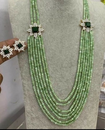 Indian Bollywood Gold Plated Fashionable Bridal Jewelry Long Mala Necklace Set - Picture 2 of 2