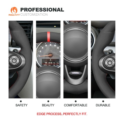 Synthetic Suede Car Steering Wheel Cover for Mini JCW Clubman JCW (with Bulges) - Picture 4 of 9