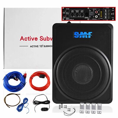 12V 10'' 600W Under-Seat Active Subwoofer Audio Lautsprecher Bass Amp Sub Box 