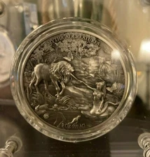 MERMAID AND UNICORN Mythical Creatures 2 Oz Silver Coin 10000 Francs Chad 2021