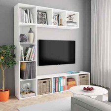 Set Mobili Libreria/Porta TV 3 pz Bianco 180x30x180 cm