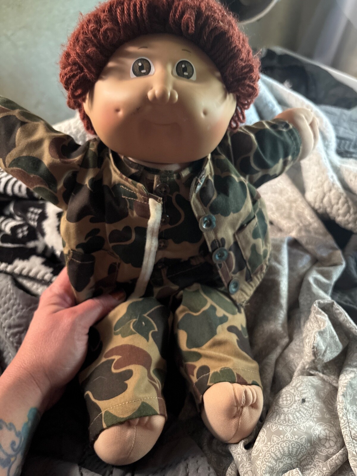 1978-1982 vintage Cabbage Patch doll camouflage auburn boy