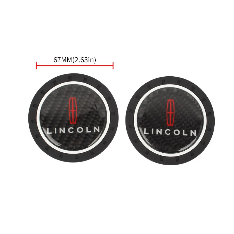 Alfombrilla antideslizante antideslizante para portavasos de silicona de fibra de carbono real 2 piezas para LINCOLN Foto 2 de 4