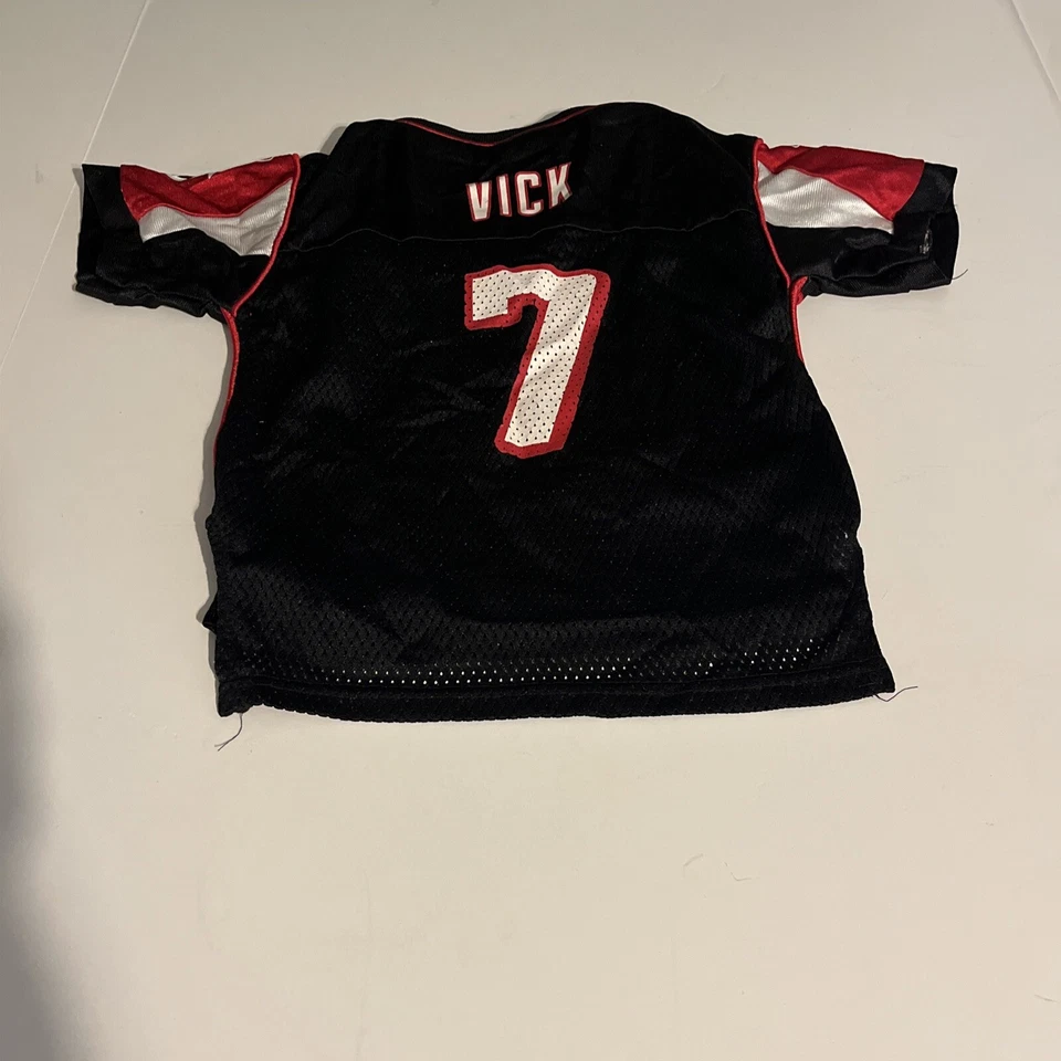 Camiseta Mike Vick Atlanta Falcons masculina 2T infantil futebol americano NFL Reebok vintage 7 QB - Imagem 4 de 4