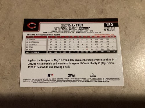 2024 Topps, ELLY de la CRUZ ,#141— 🥎VARIATION🥎——-Horizontal Sliding Card !!! - Picture 2 of 2