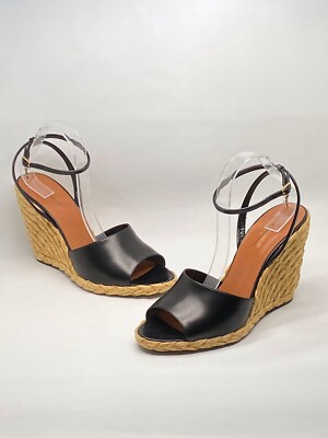 Saint Laurent Paloma 95 leather espadrille wedge sandals size 42