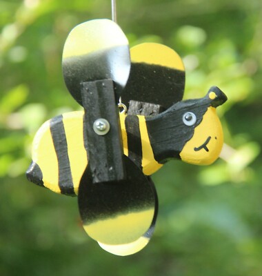 Bee Mini Whirligigs Whirligig Windmill Yard Art Hand made from wood