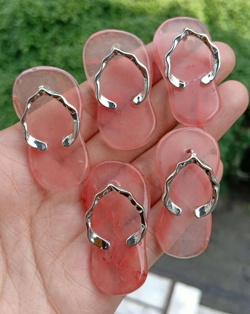 NEW BALANCE 10pz Ciondoli Infradito Pietra Quarzo Ciliegio Chakra Reiki Guarigione Amuleto Energia