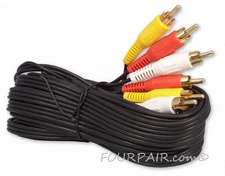 50ft 3-RCA Red White Yellow Composite Stereo Audio Video AV Cable Cord VCR DVD