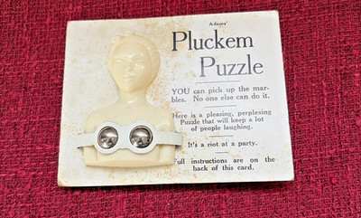Vintage 1950's Adams Pluckem Puzzle on Original Card Unused See Pics ~ Party Fun