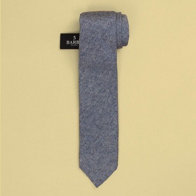 NWT Barba Napoli Navy Blue/White 100% Silk Tweed 7-Fold Neck Tie Italy