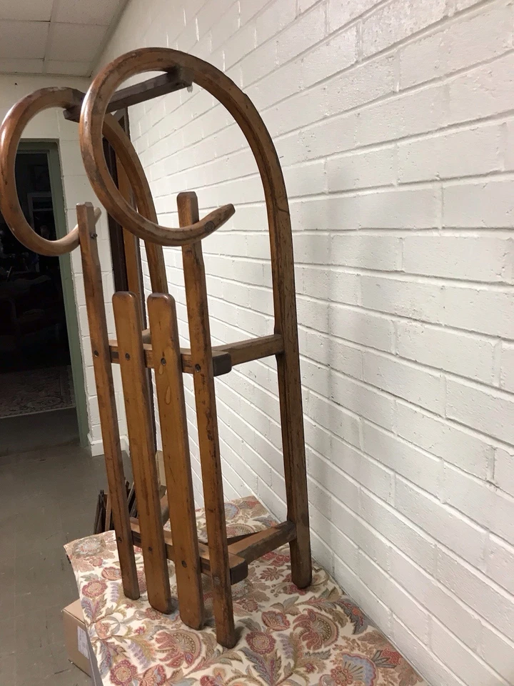 "ANTIGUO TRINEO TRINEO DE MADERA CURVADA DE COLECCIÓN PRIMITIVO HERMOSO 39 1/4"" DE LARGO" Foto 4 de 4