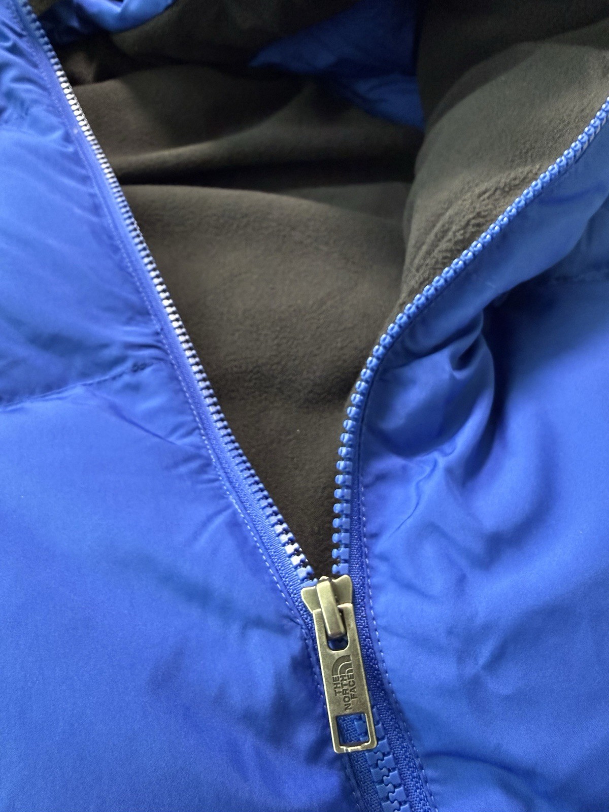 The North Face Teen Down Fleece Parka Blue XL Hooded Insulated Zip Pockets thumbnail 5