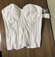 Dominique Strapless Bustier Corset 36F White Bridal Longline Bra NWT Shapewear