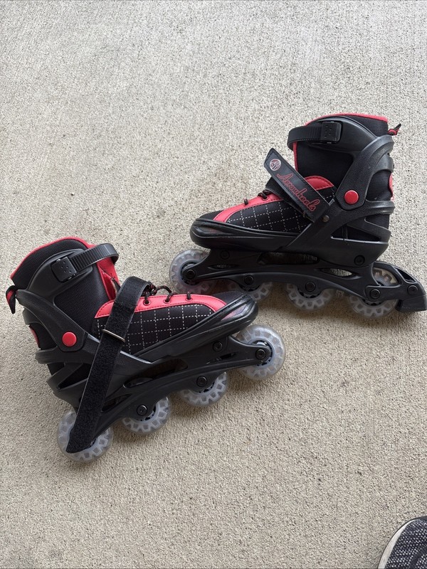 AW AeroWheels ABEC-7 Red/Black Inline RollerBlades Men's Women’s Adj Size 5-8