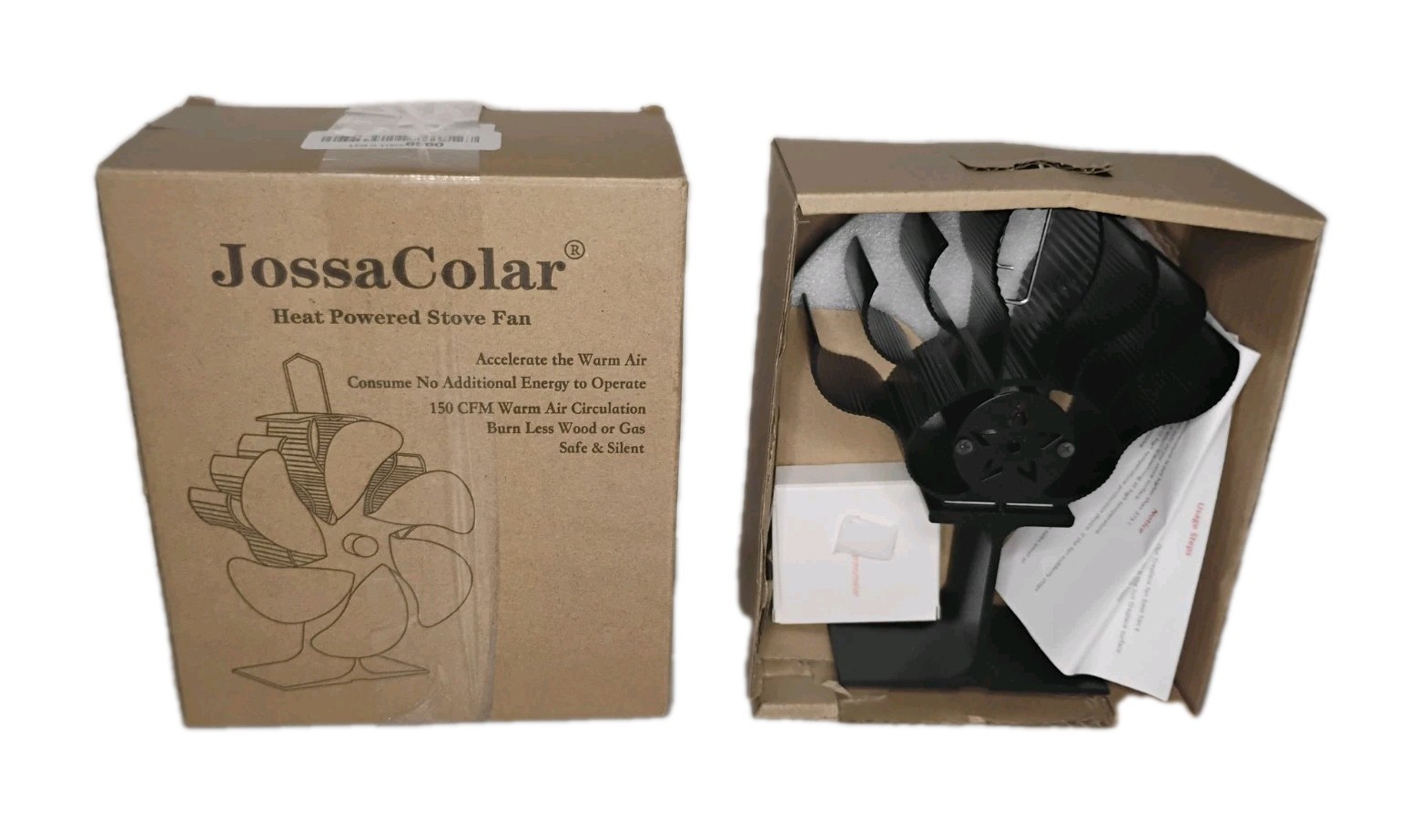 Heat Powered Fireplace Black