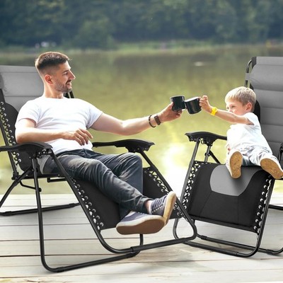 XXL Zero Gravity Outdoor Stühle 2er Set - strapazierfähige, gepolsterte Liegen