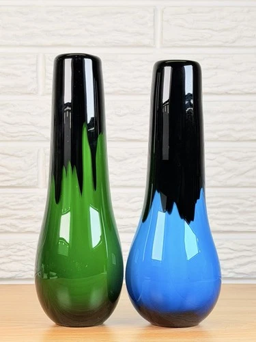 Murano Art Glass Vase Pair by Giuliano Tosi Signed #1/200 & #6/200 Italy