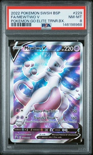 2022 POKEMON SWSH POKEMON GO ELITE TRAINER BOX #229 FULL ART/MEWTWO V PSA 8