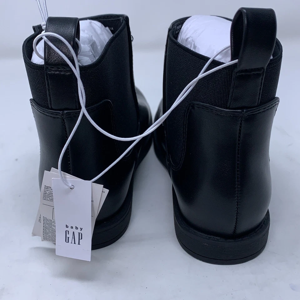 Botas Chelsea Baby Gap para bebés y niños pequeños talla 11 negras de cuero vegano al tobillo nuevas sin caja Foto 4 de 4