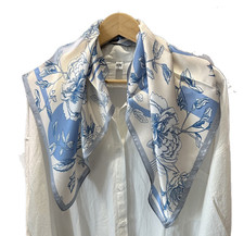 100 Mulberry Silk Bandana Shawl Elegant Flower Print Wrap Neckerchief Scarf 26''