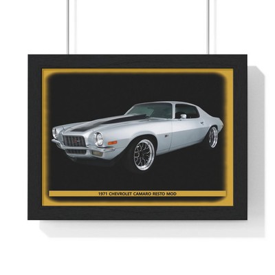 Legendary 1971 Chevrolet Camaro Resto Mod Poster - Iconic Silver Muscle Car Z28