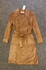 $695 New Michael Kors Calf Suede Buttonless Trench Coat - MEDIUM - Acorn Brown