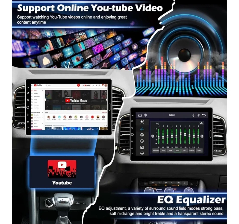 Estéreo para automóvil Din único de 10,1 pulgadas con Carplay y micrófono con cámara de respaldo automático Android  Foto 4 de 4