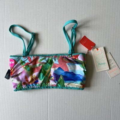 Maaji Sz M Bikini Swim Top Smocked Removable Pads NWT
