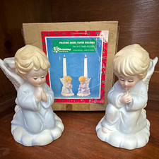 Praying Angel Ceramic Taper Holders Set of 2 Boxed, Christmas Around the World,