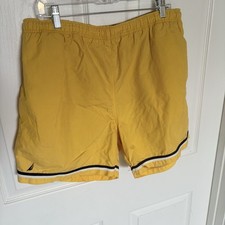 Nautica Swim Trunks Men L Yellow Blue Shorts Net Lined Y2K Colorblock