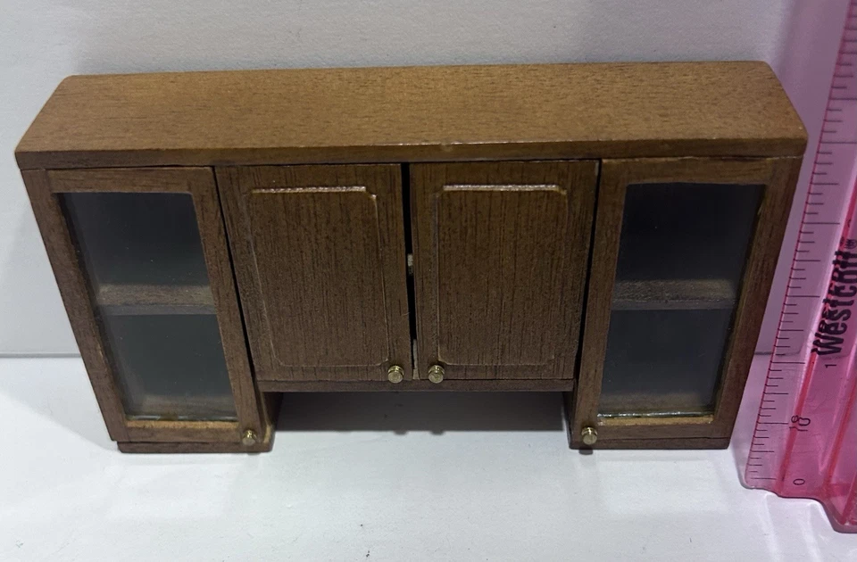 BESPAQ DOLLHOUSE 精美微型 HUTCH TOPPER CABINET WALNUT # 8905 — 第 3/4 张图片