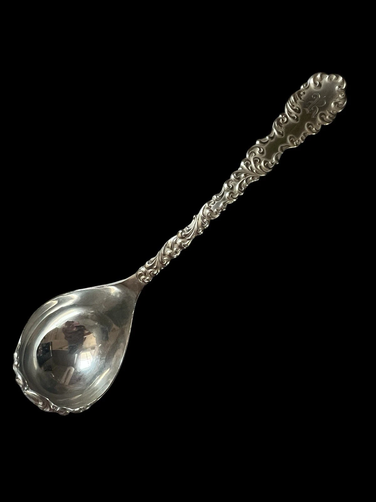 Antique 1890 Wallace Sterling Silver Waverly Pattern Oyster / Sauce Ladle