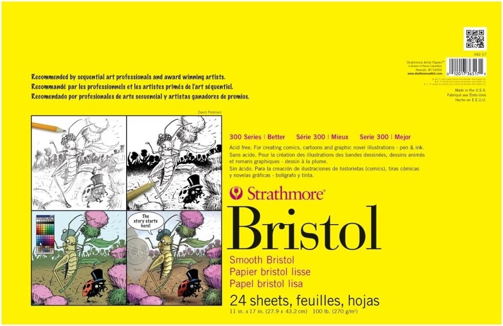 300 Series 11x17 Smooth Art Media Paper 24 Sheets Bristol Pad