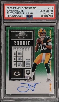 2020 Panini Contenders Optic Jordan Love Green Pulsar Auto /27 PSA 10