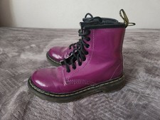 Dr. Martens Purple Patent Leather Lace Up Side Zip Boots Kids Size 12