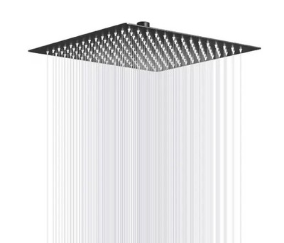 BWE 1-Spray Patterns 12'' Wall/Ceiling Mount Square Rain Shower Head, Matte Black
